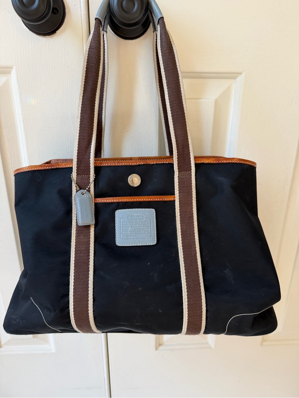 Vintage Coach Hamptons Weekend Black Nylon Large Tote Bag 5071 Diaper Bag